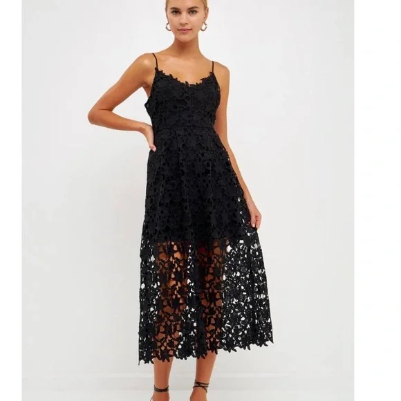 ASTR the Label Black LACE A LINE MIDI DRESS - Picture 4 of 8